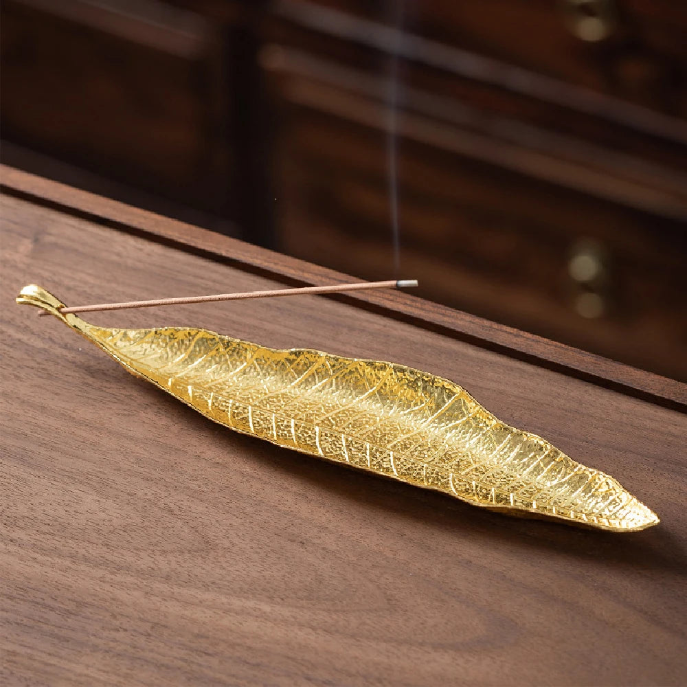 Golden Leaf Incense Holder
