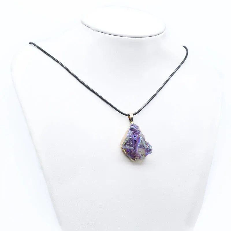 Amethyst Gilded Edge Pendant Necklace