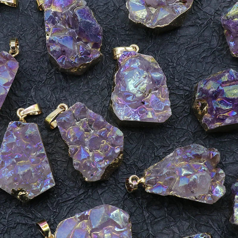 Amethyst Gilded Edge Pendant Necklace