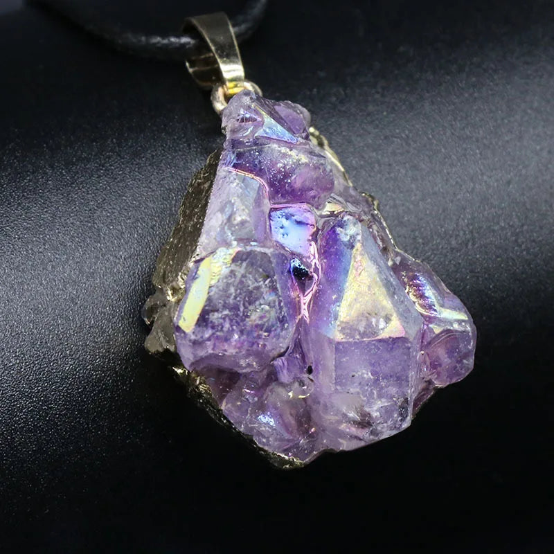 Amethyst Gilded Edge Pendant Necklace