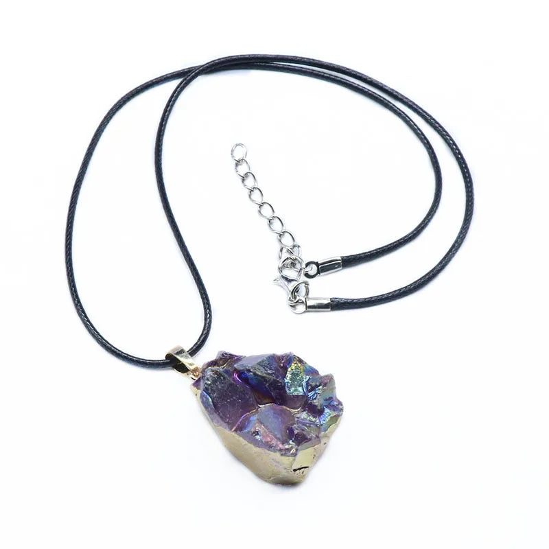 Amethyst Gilded Edge Pendant Necklace