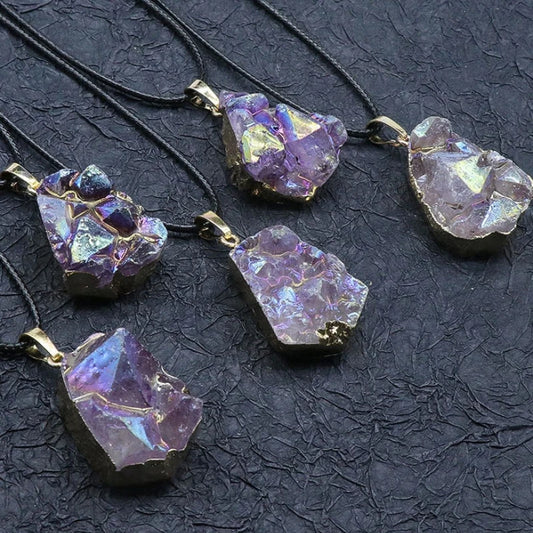 Amethyst Gilded Edge Pendant Necklace
