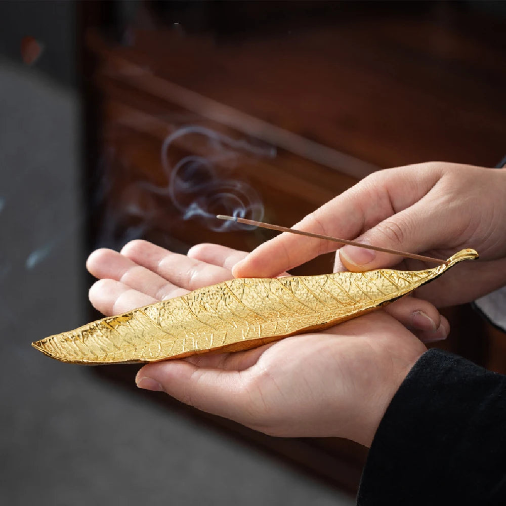 Golden Leaf Incense Holder