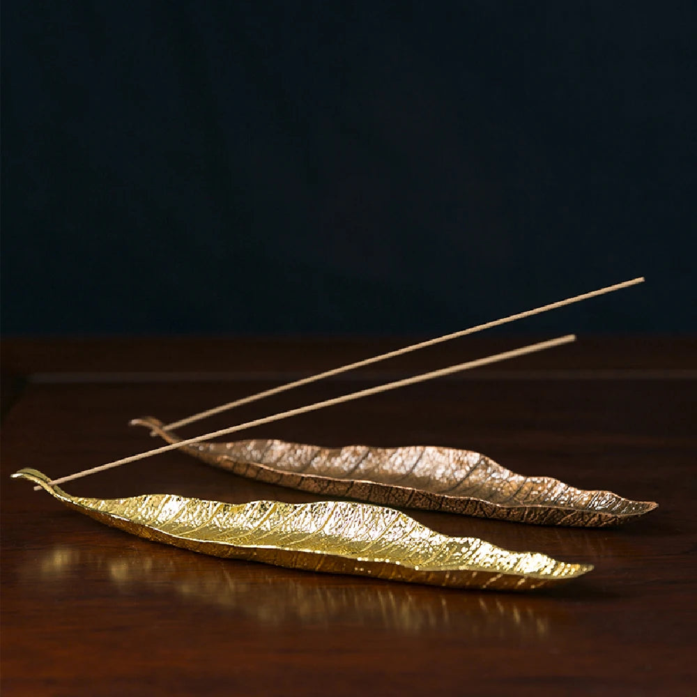 Golden Leaf Incense Holder
